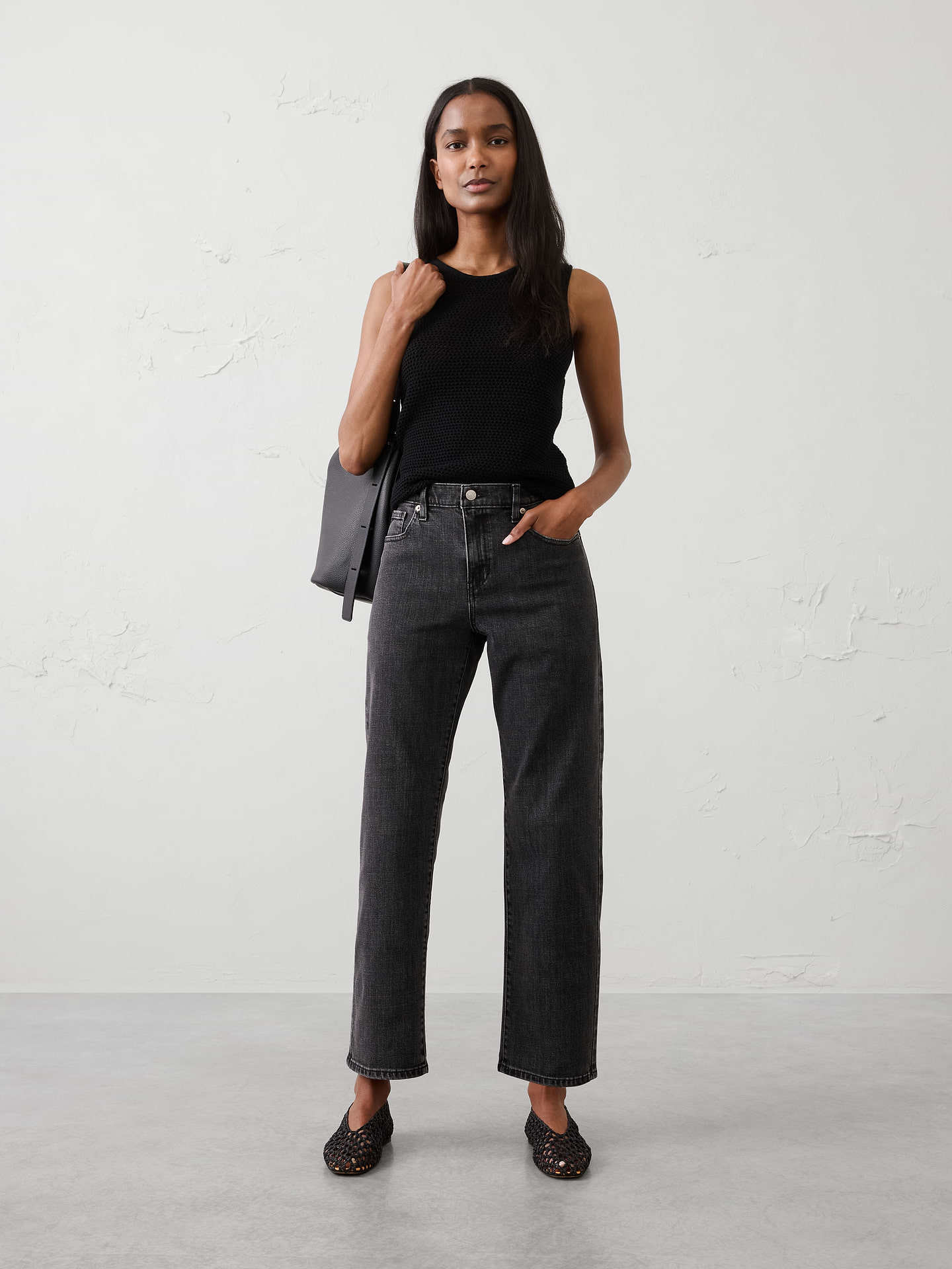 Image number 1 showing, Straight-Leg Mid-Rise Jean