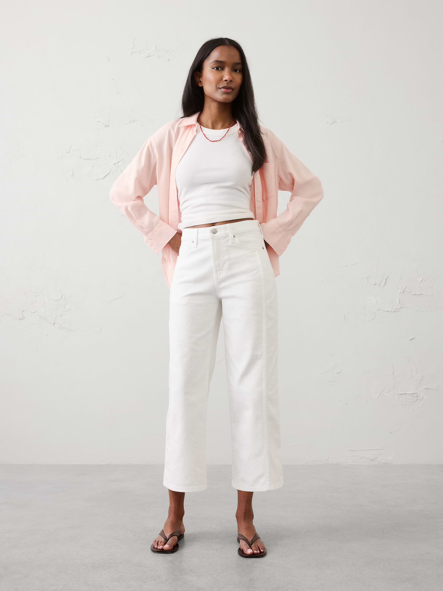 Image number 1 showing, Straight-Leg High-Rise Pieced Cropped Jean