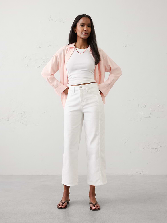 Straight-Leg High-Rise Pieced Cropped Jean