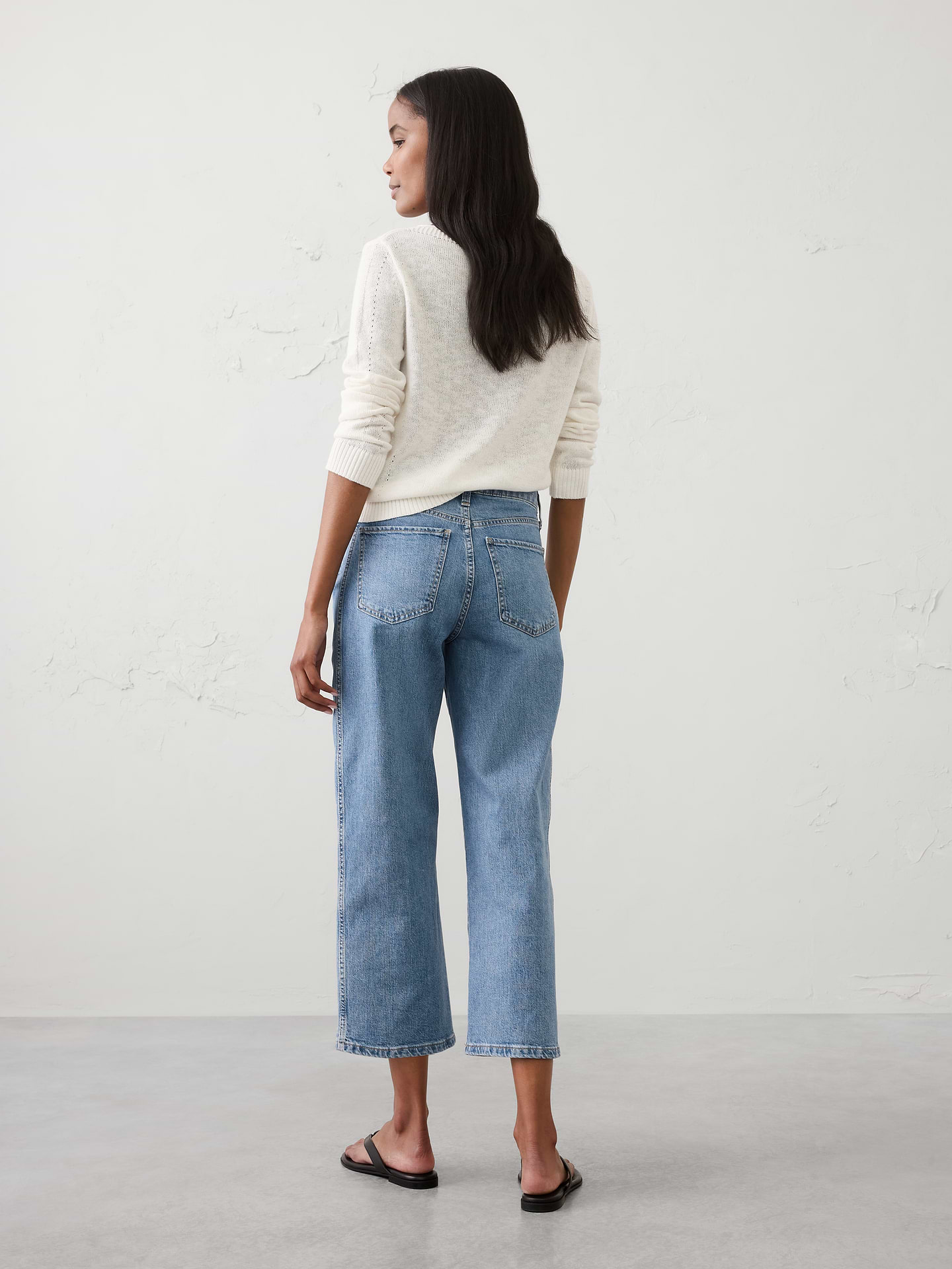 Image number 2 showing, Straight-Leg High-Rise Pieced Cropped Jean