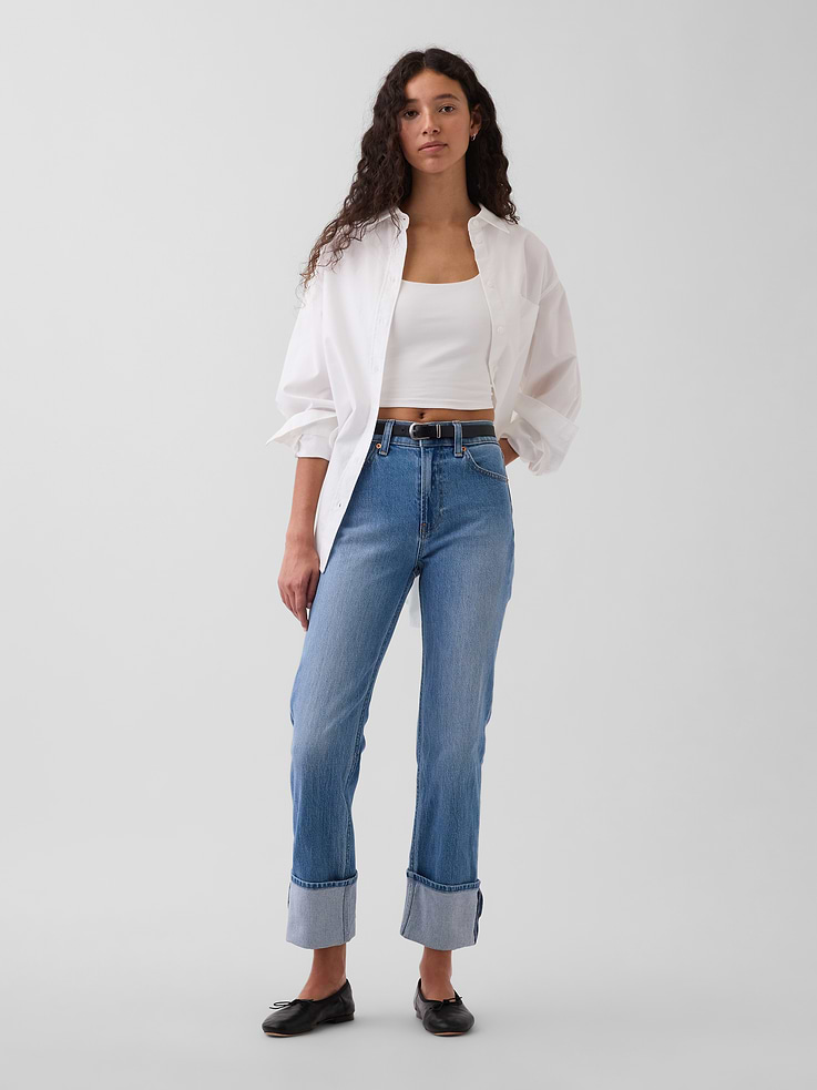 Image number 1 showing, High Rise Cuffed '90s Slim Straight Jeans