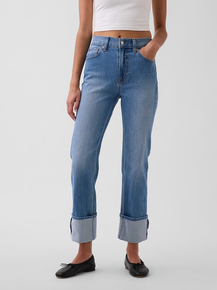 Image number 2 showing, High Rise Cuffed '90s Slim Straight Jeans