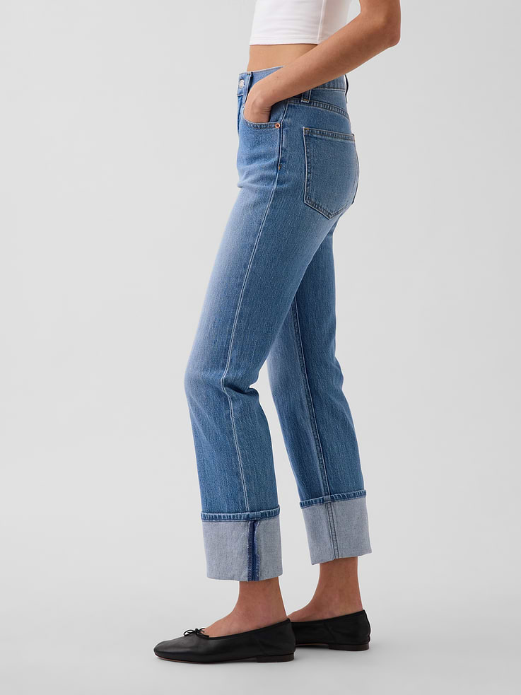 Image number 3 showing, High Rise Cuffed '90s Slim Straight Jeans
