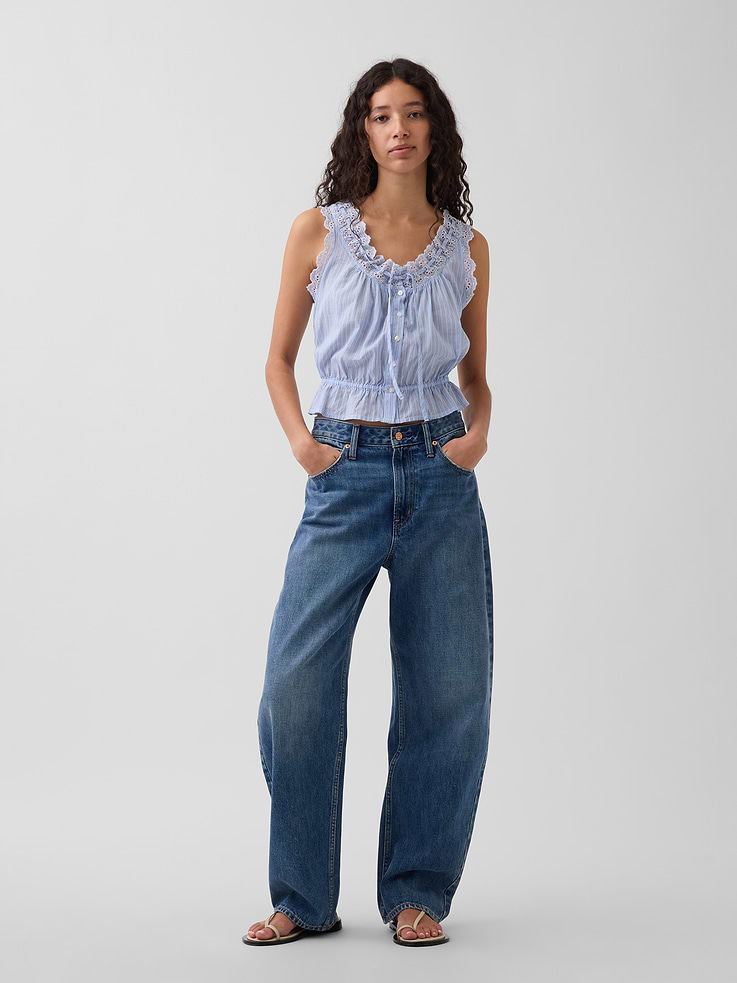 Image number 2 showing, Eyelet Tie-Front Crop Peplum Top