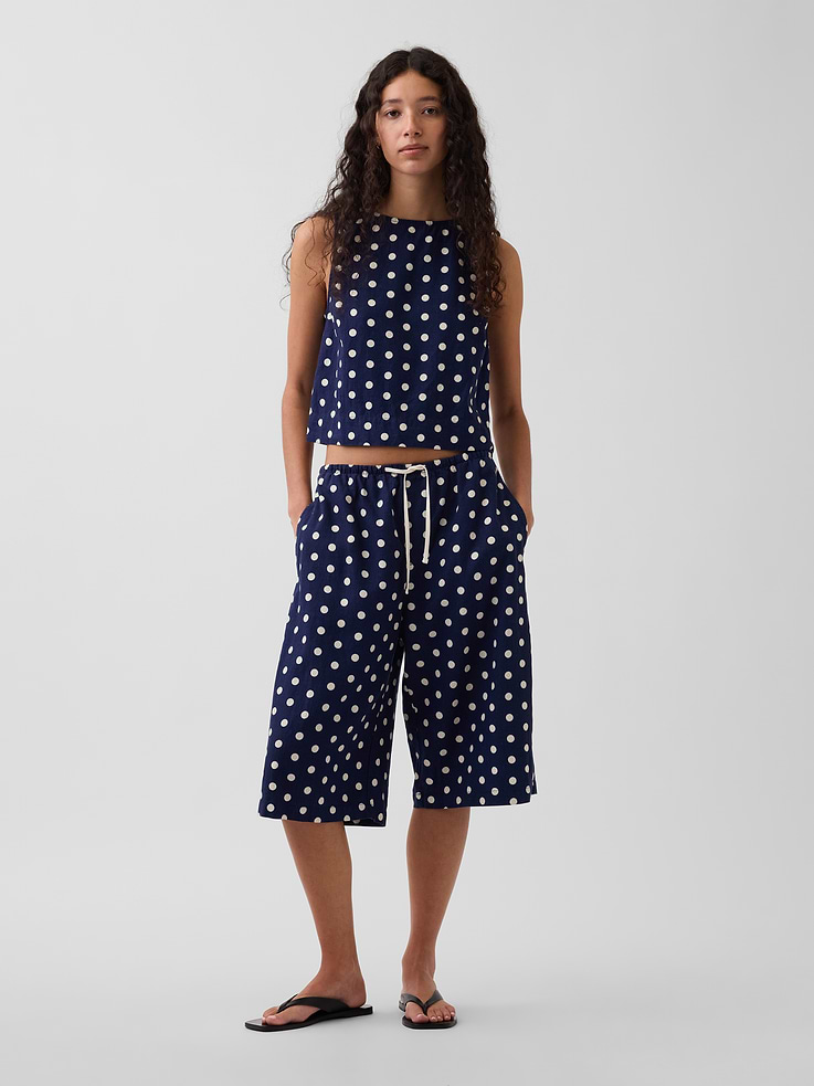 Image number 1 showing, Linen-Blend Relaxed Easy Culotte Pants