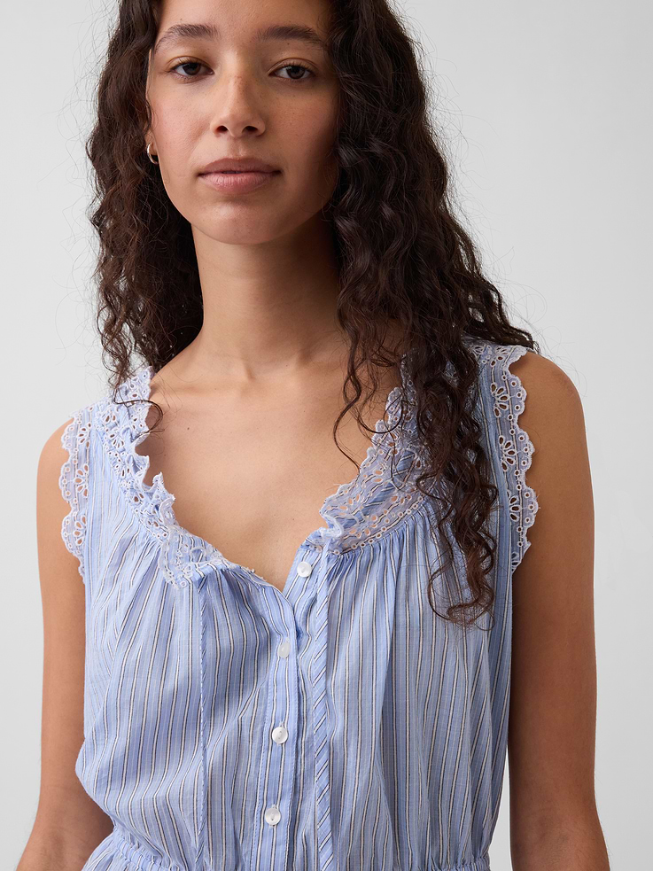 Image number 4 showing, Eyelet Tie-Front Crop Peplum Top