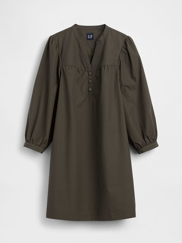 Poplin Henley Mini Dress