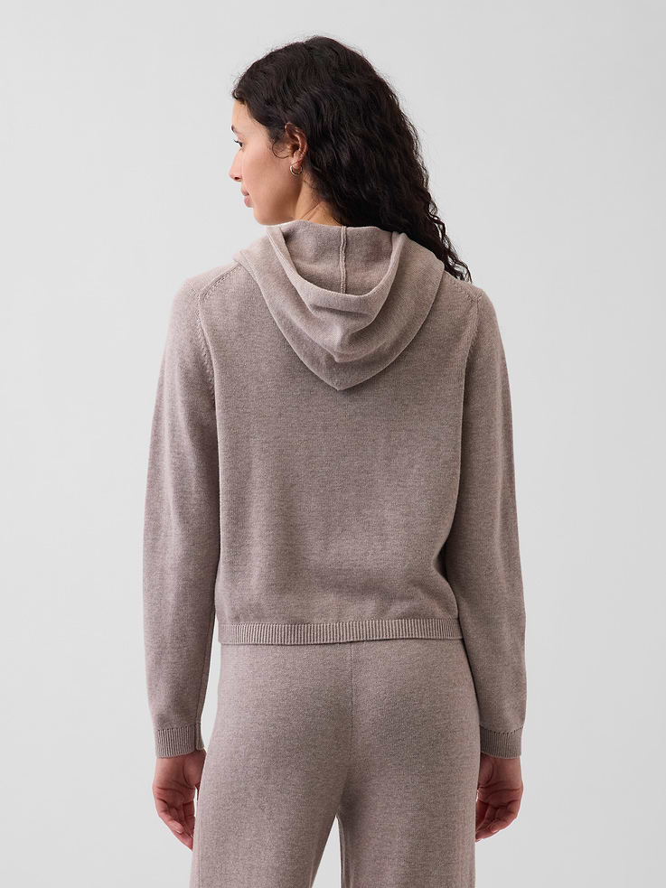 Image number 3 showing, 100% Cotton Relaxed Zip Sweater Hoodie