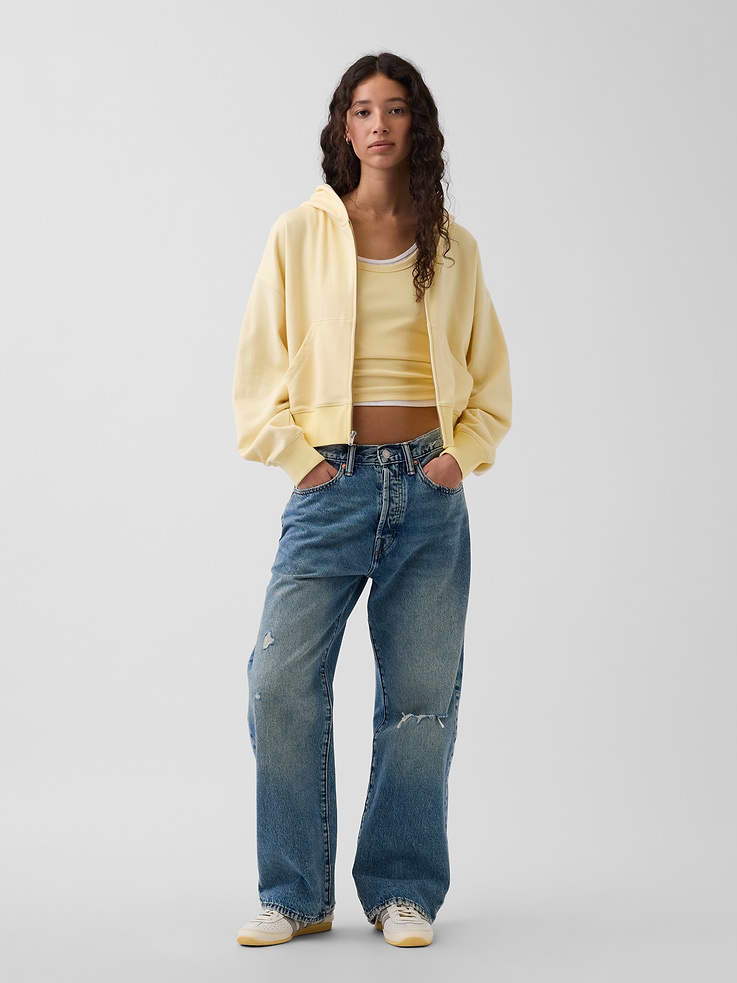 Image number 2 showing, VintageSoft Terry Oversized Wedge Zip Hoodie