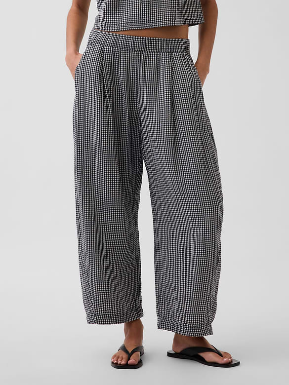 Cotton Gauze Easy Barrel Pants