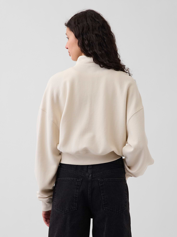 L'image numéro 3 présente Chandail surdimensionné à demi-glissière en coton texturé