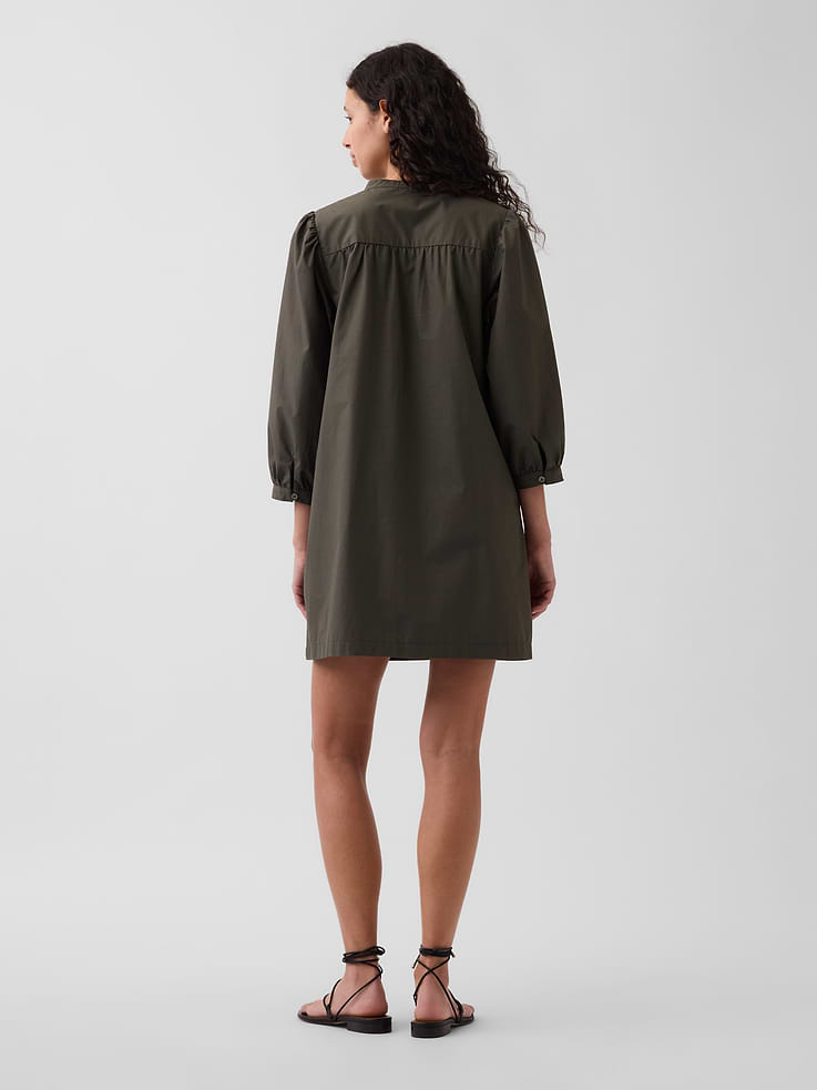 Image number 2 showing, Poplin Henley Mini Dress