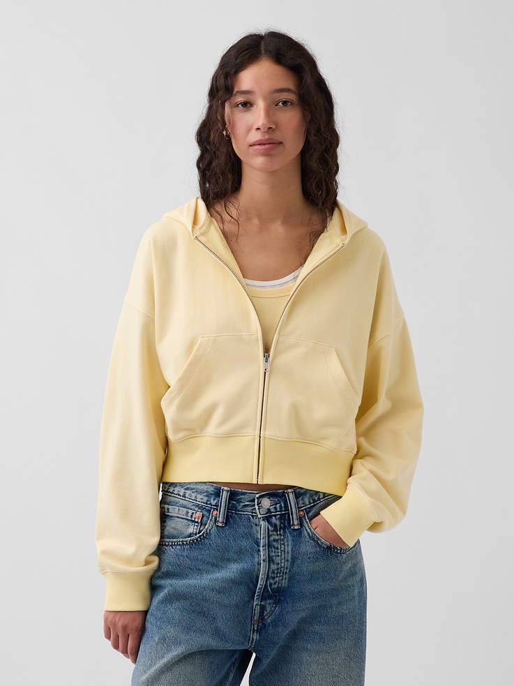 Image number 1 showing, VintageSoft Terry Oversized Wedge Zip Hoodie