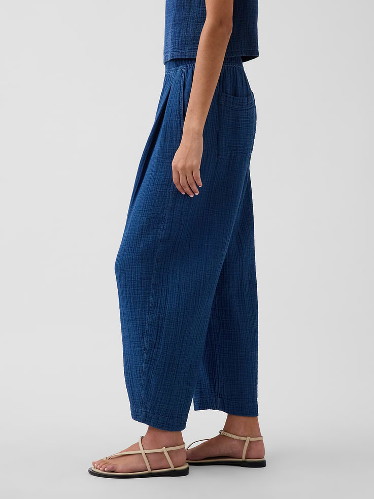L'image numéro 3 présente Pantalon confort baril en denim de gaze de coton