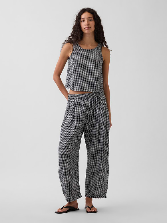 Cotton Gauze Easy Barrel Pants