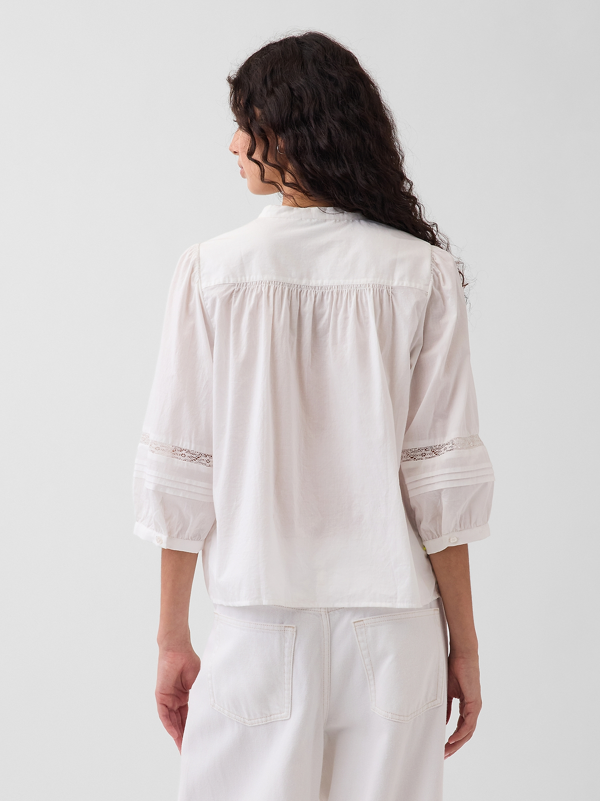Lace-Trim Button-Front Swing Top | Gap