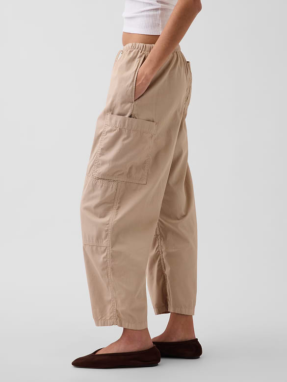 Mid Rise Twill Easy Barrel Utility Pants