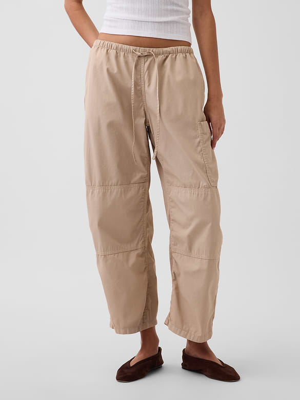 Mid Rise Twill Easy Barrel Utility Pants