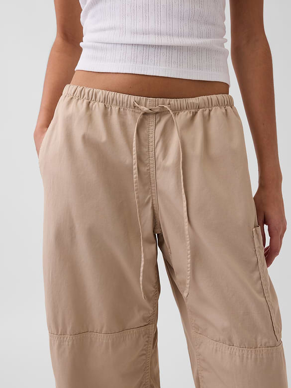 Mid Rise Twill Easy Barrel Utility Pants