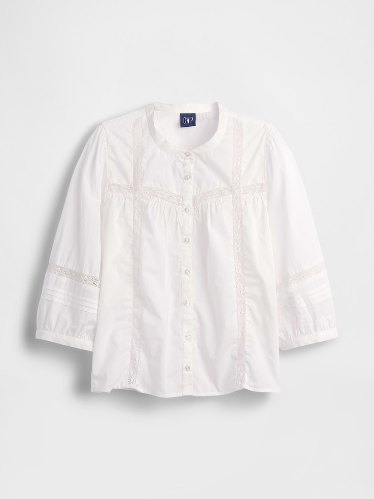 Image number 5 showing, Lace-Trim Button-Front Swing Top