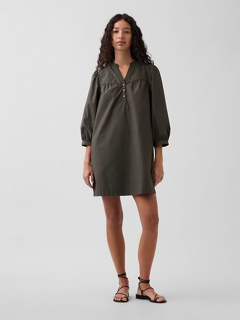 gap olive green dress Women's Poplin Henley Mini by Bamboo Size XXS Earth (greens/yellows)