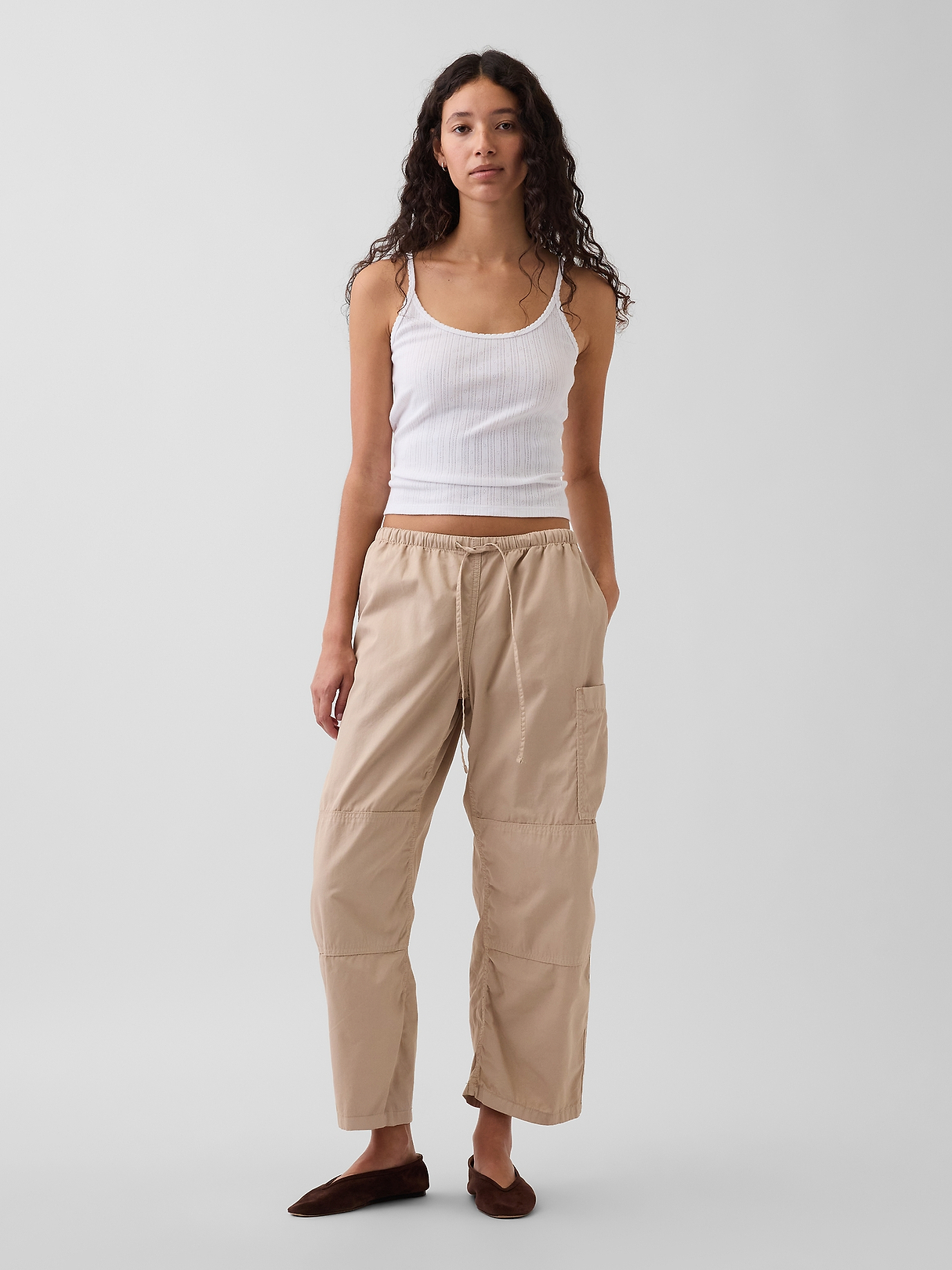 Mid Rise Twill Easy Barrel Utility Pants | Gap