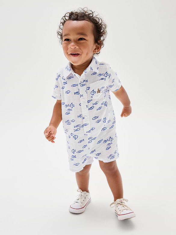 Baby Brannan Bear Print Romper