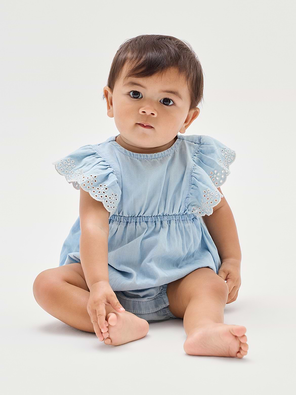 Baby Eyelet Chambray Romper