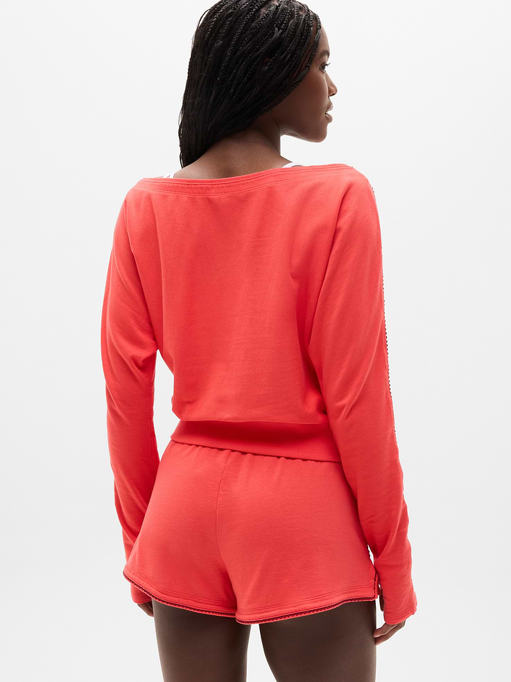 Image number 4 showing, Airy Cotton Terry Boatneck Picot Sweatshirt