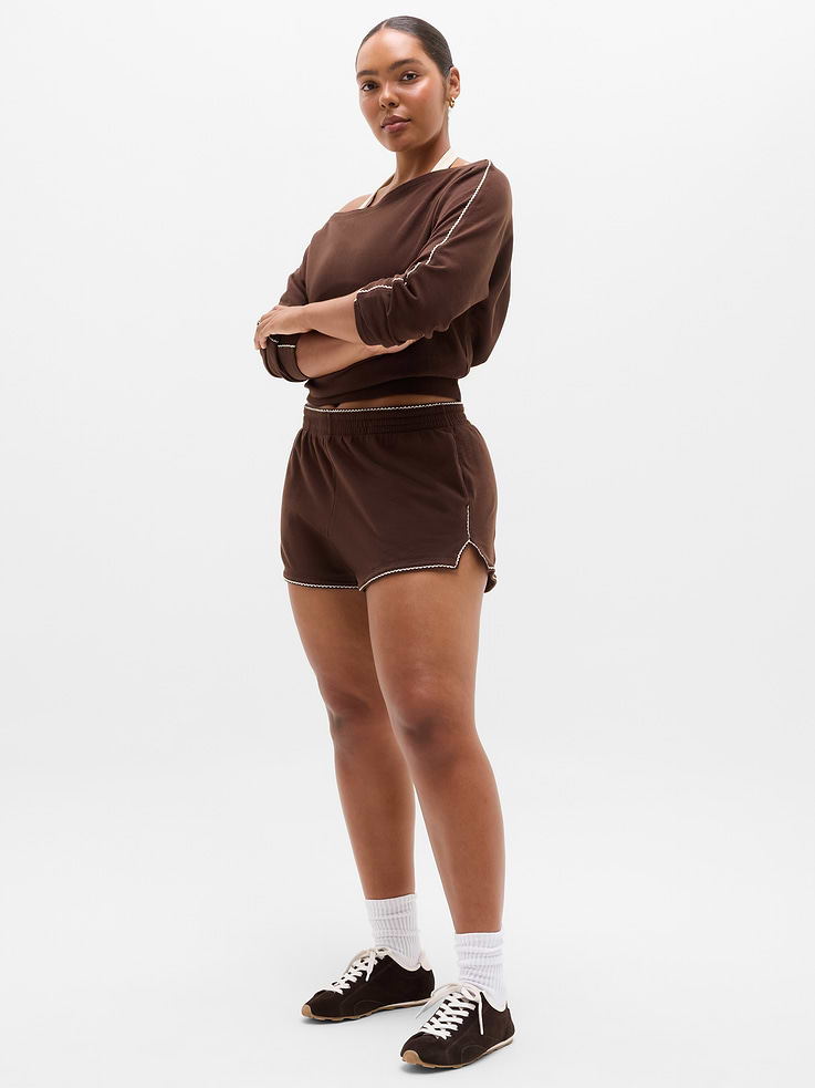 Image number 3 showing, Airy Cotton Terry Boatneck Picot Sweatshirt