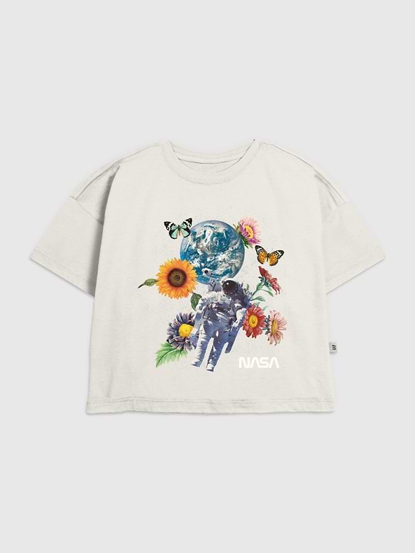 Kids NASA Space Floral Graphic T-Shirt