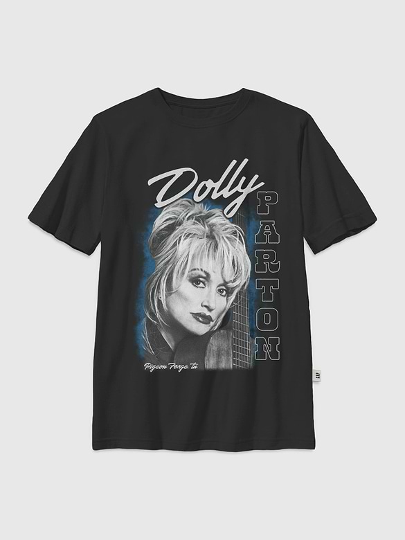 Kids Dolly Parton Guitar Portrait Oversized Graphic T-Shirt