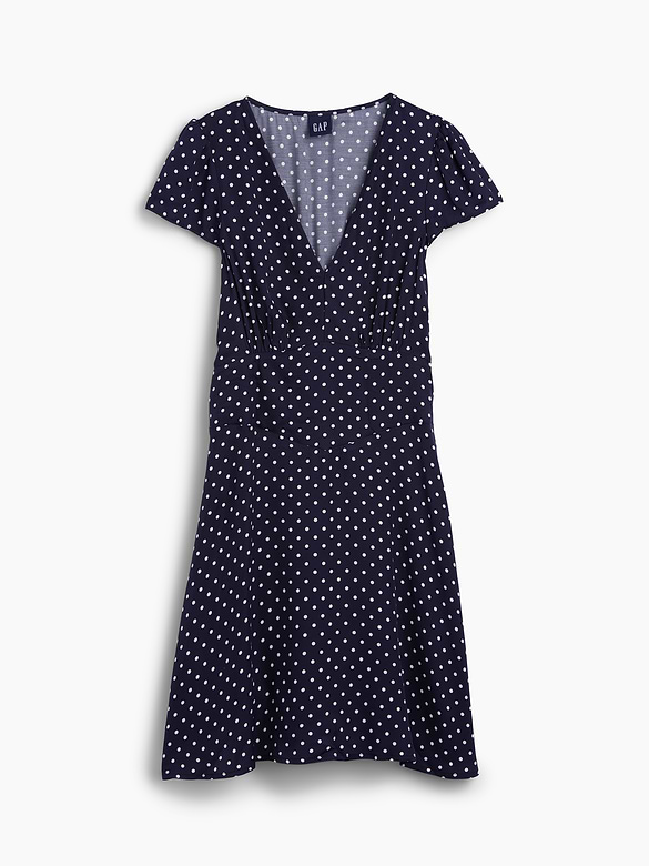 V-Neck Print Mini Dress