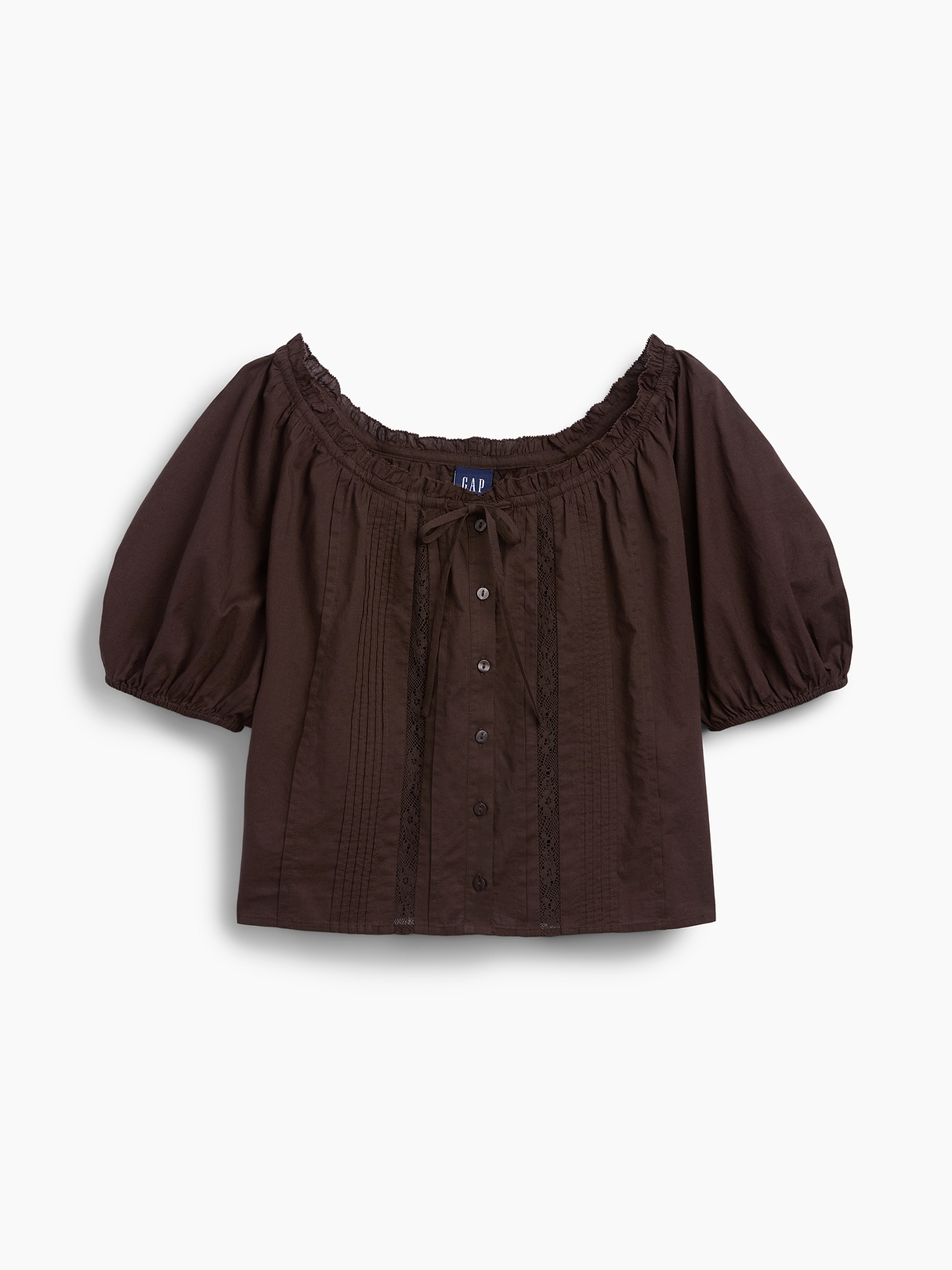 Elbow-Sleeve Crop Pintuck Top | Gap