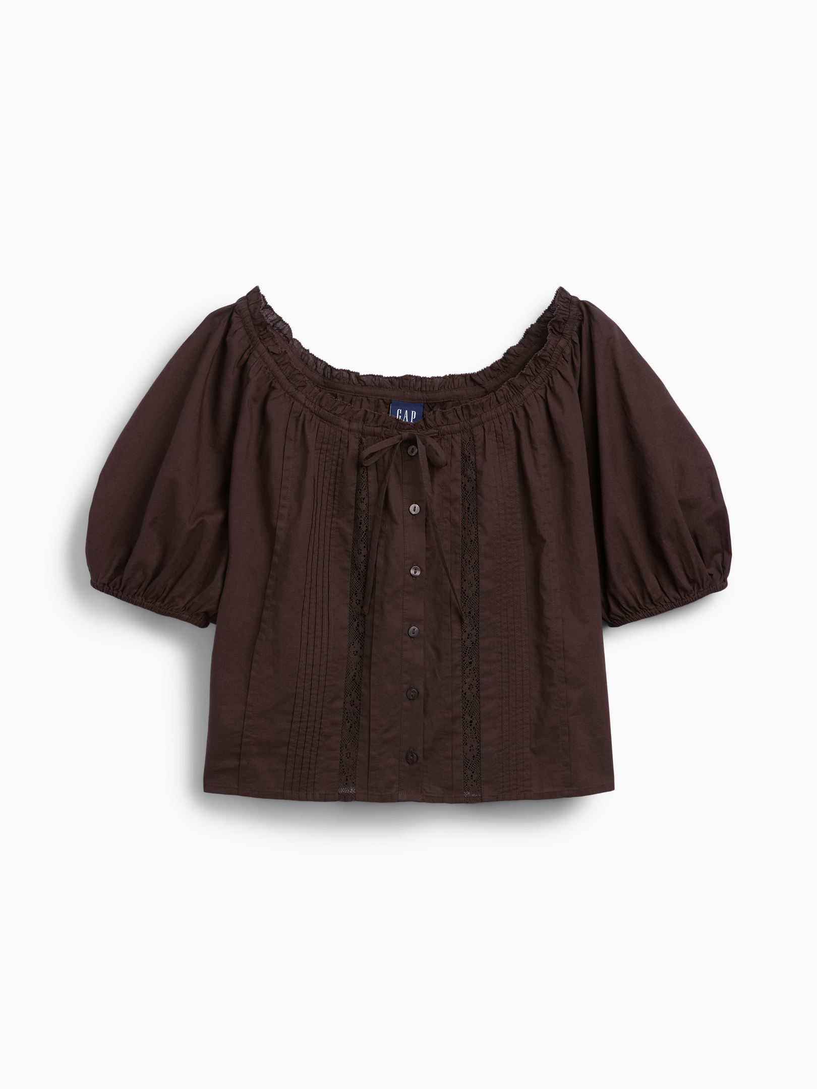 Elbow-Sleeve Crop Pintuck Top | Gap