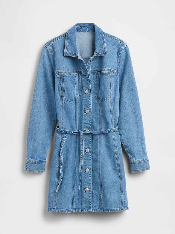 Denim Button-Front Mini Dress