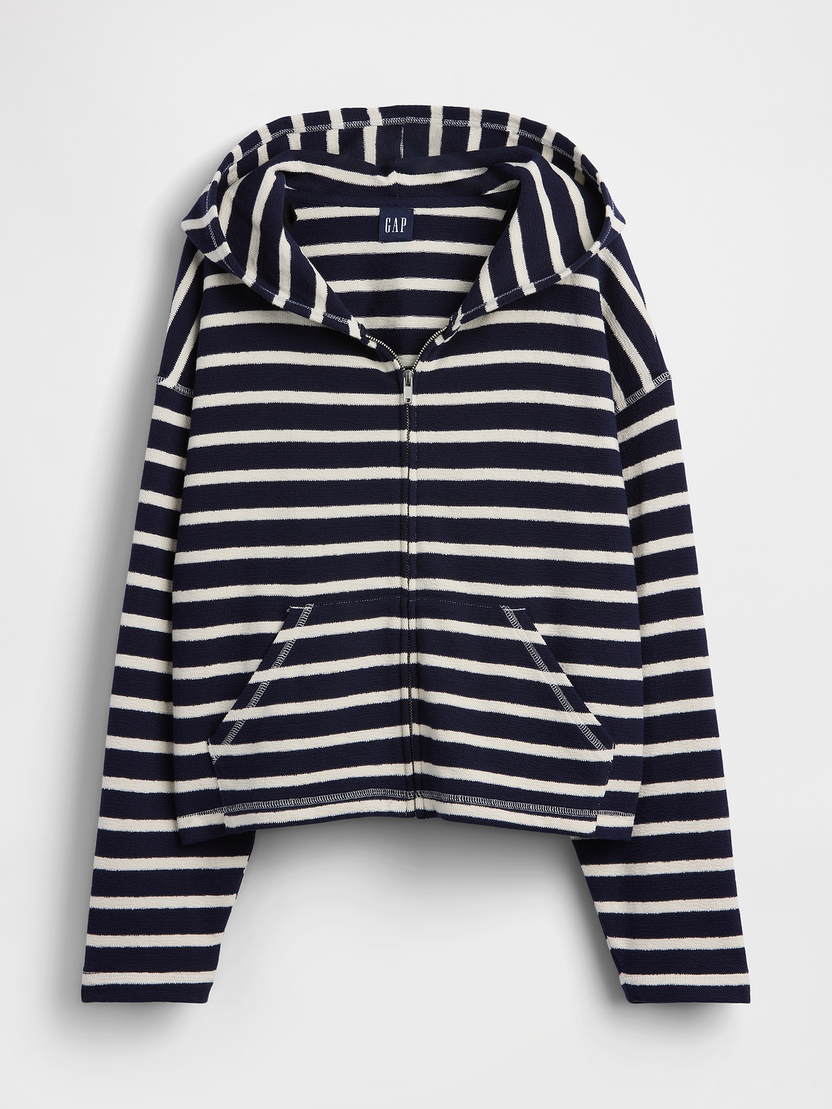 Towel Terry Oversized Stripe Zip Hoodie | Gap