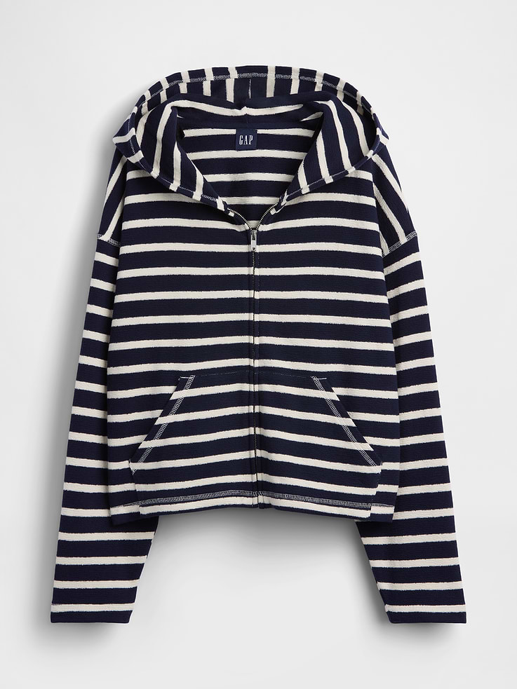 Image number 6 showing, Towel Terry Oversized Stripe Zip Hoodie