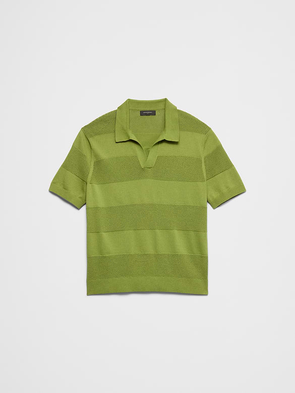 Mesh Striped Sweater Polo