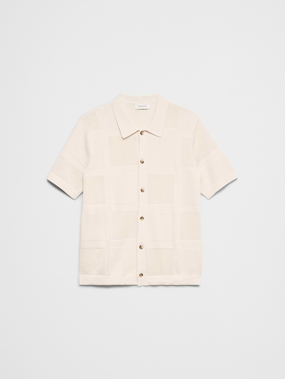 Mesh Patchwork Sweater Polo