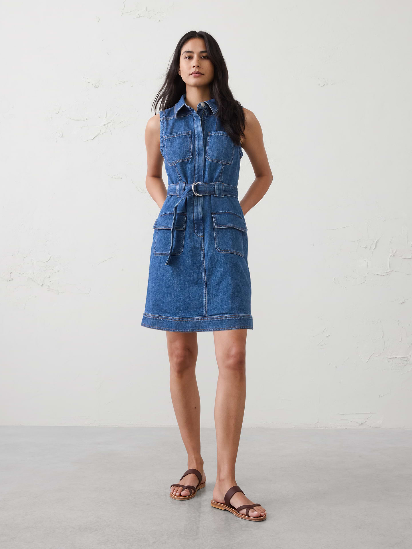 Image number 1 showing, Patchwork Denim Utility Mini Dress