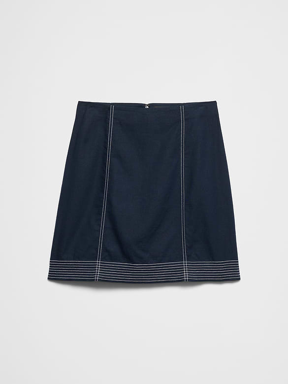 Linen-Blend Trapunto Mini Skirt