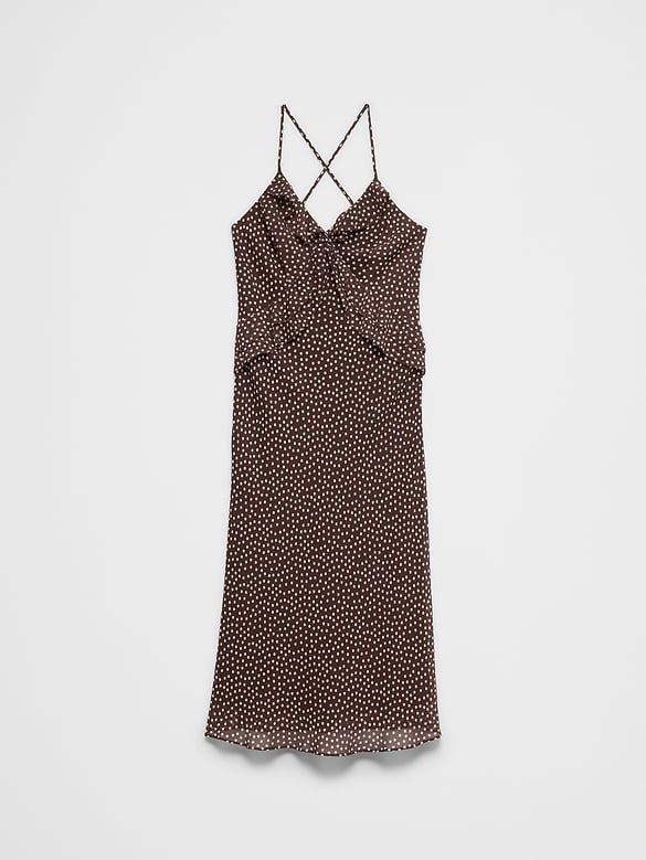 Chiffon Bias Ruffle Midi Dress