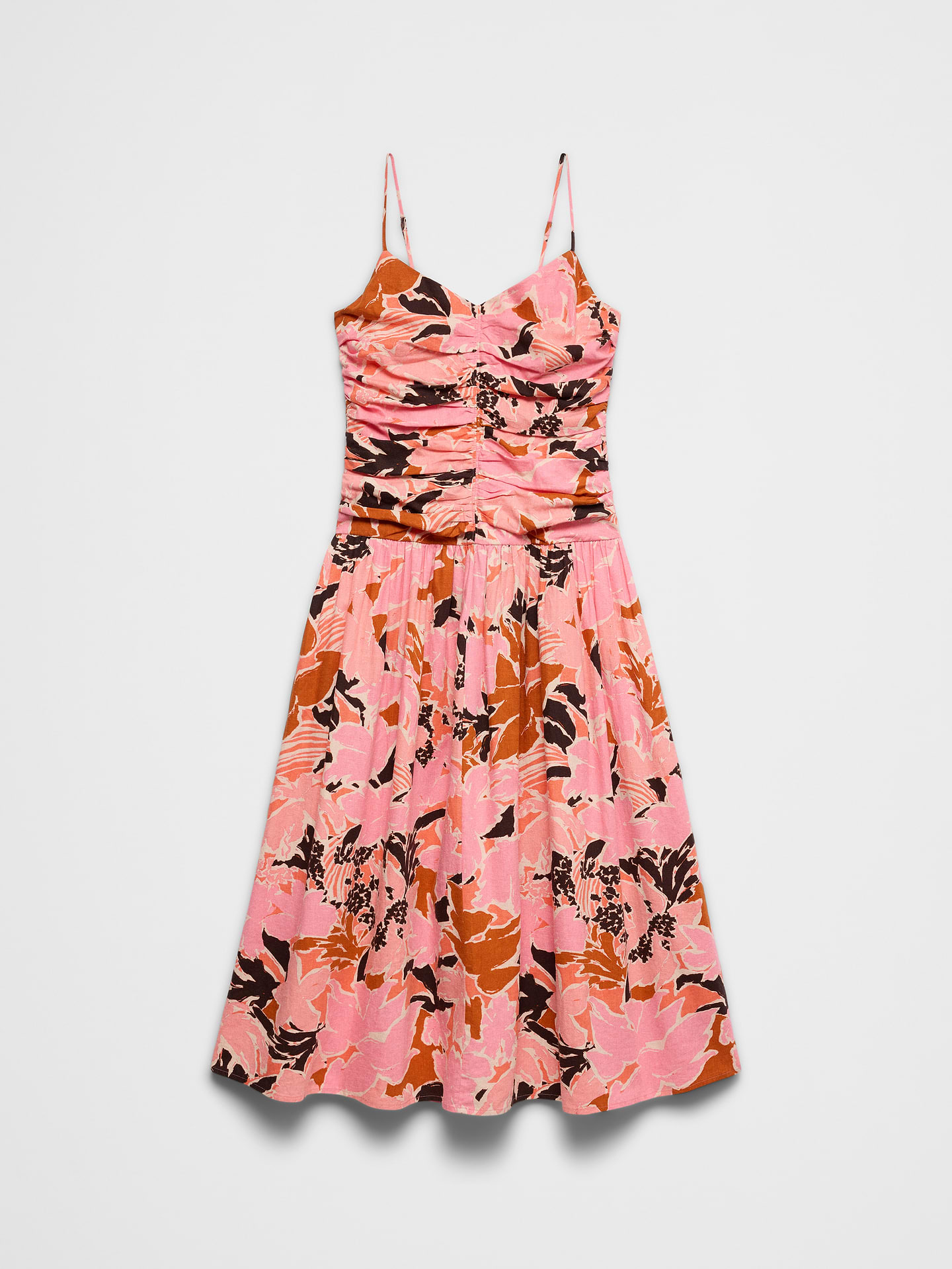 Image number 7 showing, Linen-Blend Strappy Ruched-Bodice Maxi Dress