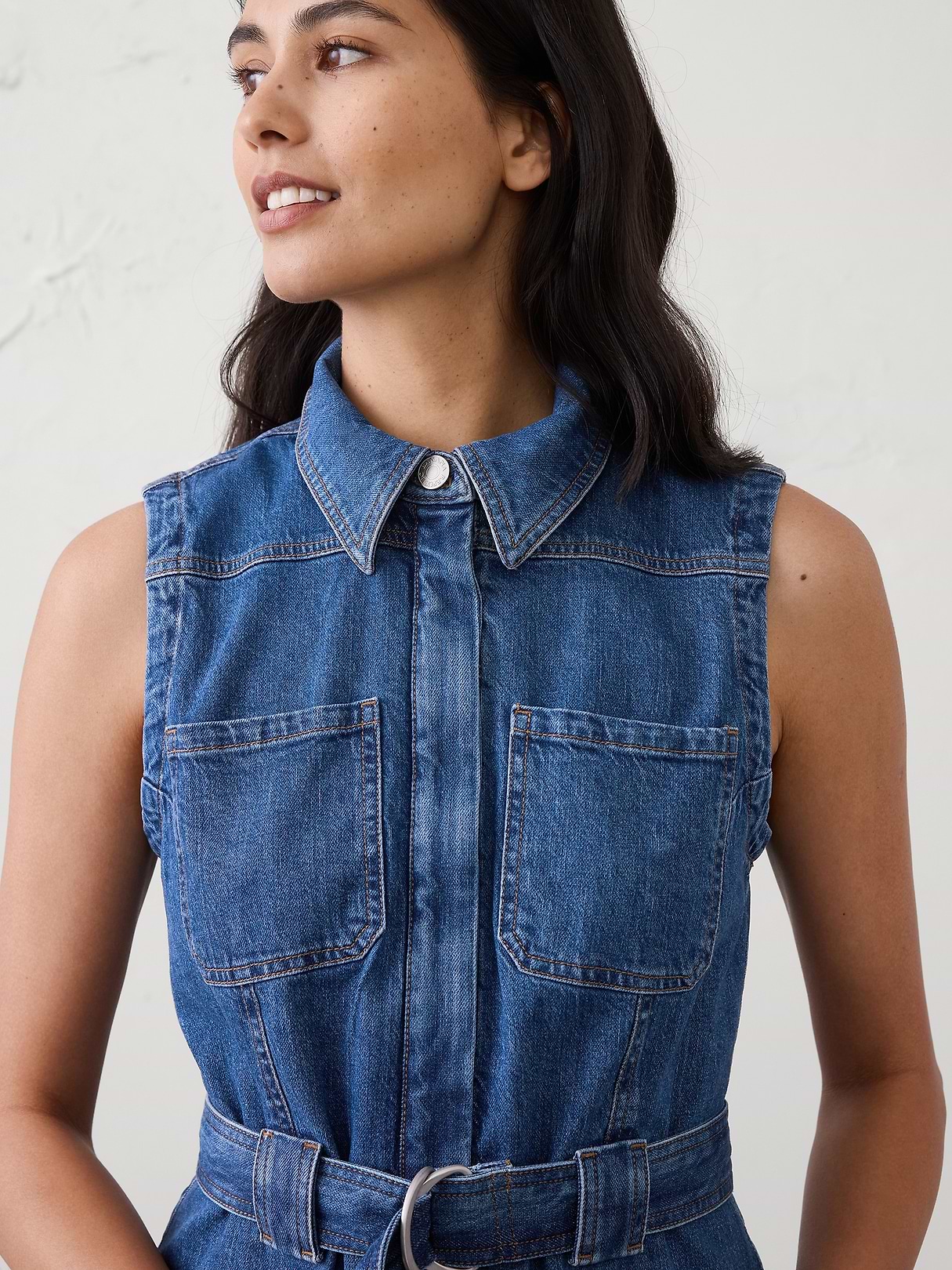 Patchwork Denim Utility Mini Dress | Banana Republic Factory