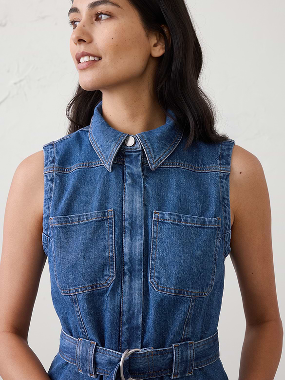 Patchwork Denim Utility Mini Dress