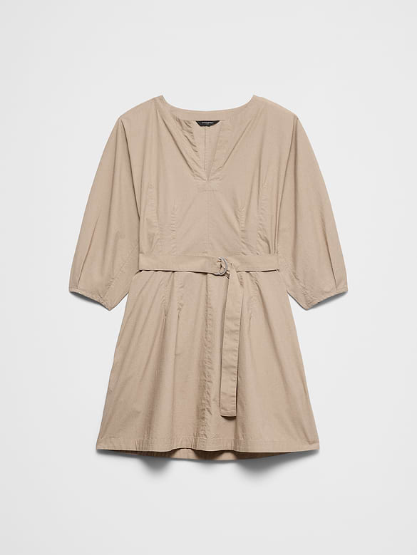Split-Crewneck Above-Knee Dress