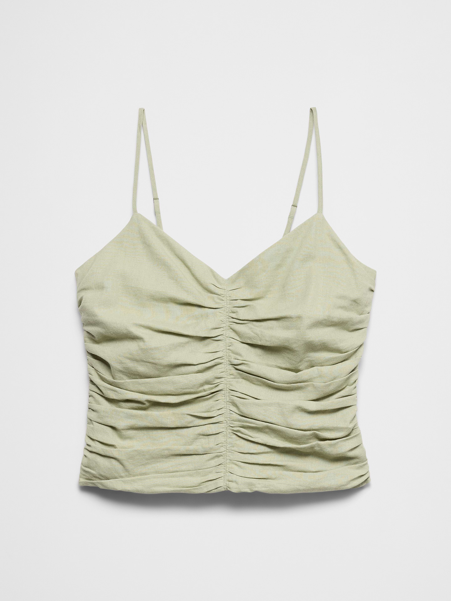 Image number 4 showing, Linen-Blend Strappy Ruched Top