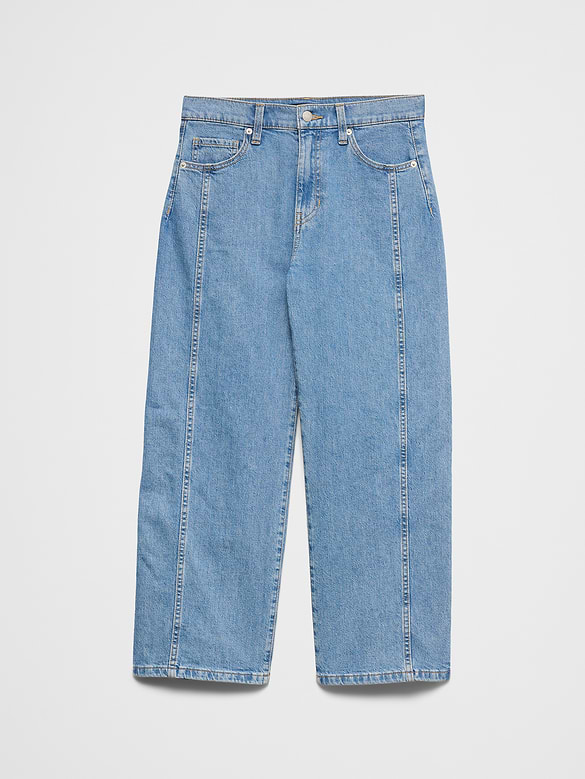 Straight-Leg High-Rise Pieced Cropped Jean