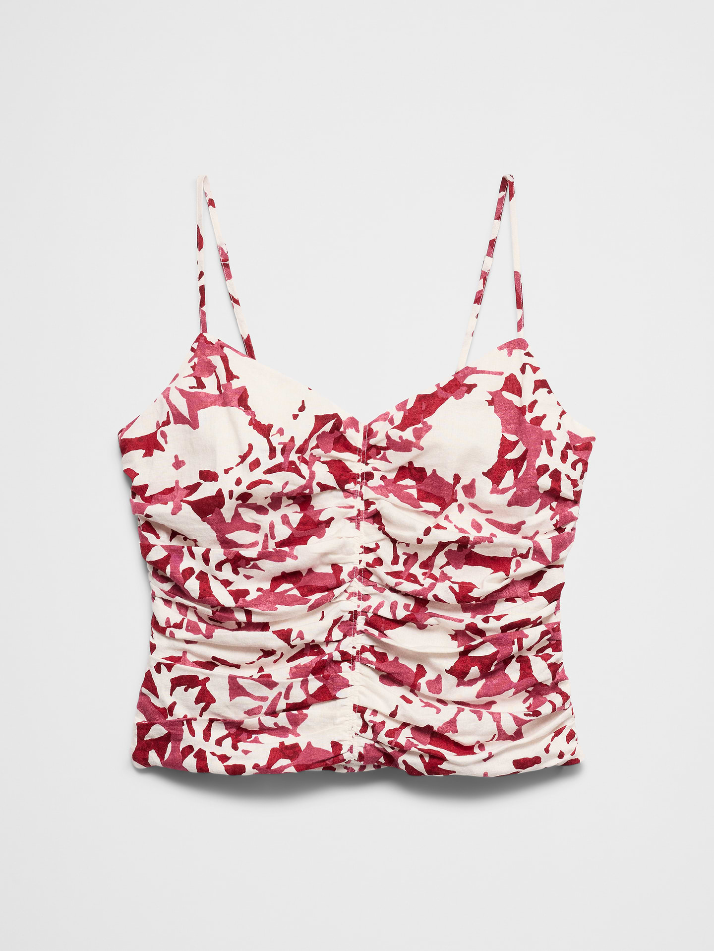 Image number 4 showing, Linen-Blend Strappy Ruched Top